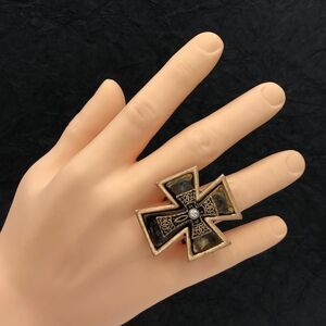Large Statement Christian Cross Stretch Ring